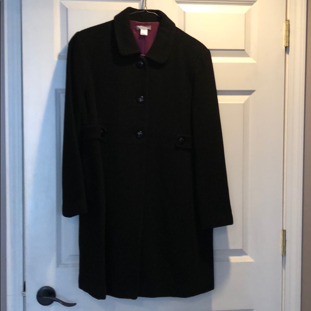 Black wool lined maternity coat